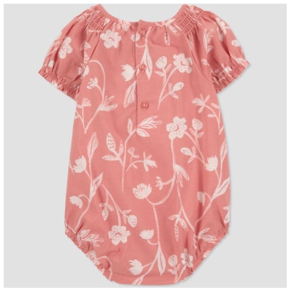 Carter's Just One You Baby Girls' Floral Bubble Romper with Hat - Pink/White 3M - Picture 2 of 2